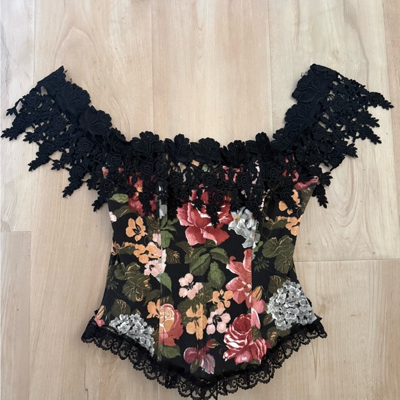 Tops - Florencia Fiume VNTG 90's Floral and lace Corset Top